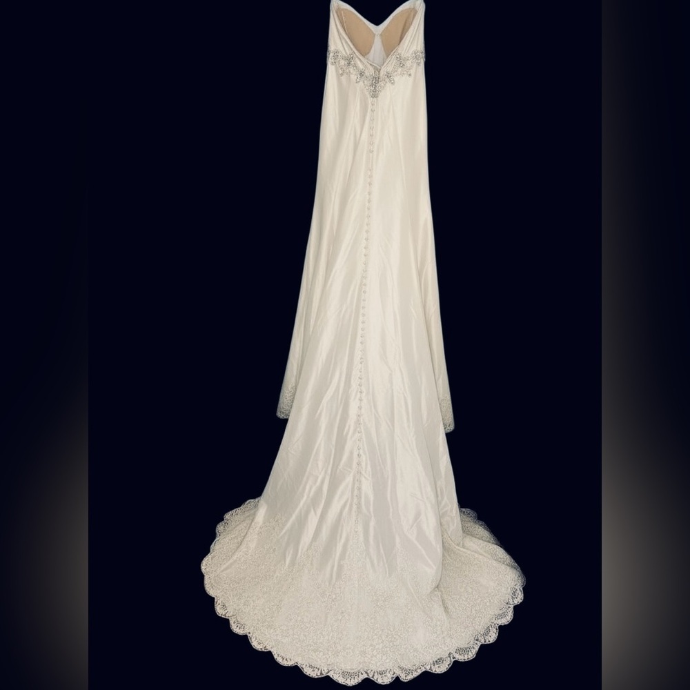 Allure Bridals Fit & Flare Strapless Embellished Ivory Dress Wedding Bridal Gown - Picture 5 of 8
